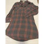 Cloth & Stone  Grey Burgundy Plaid Longsleeved Collared Dress Sz Small S Shift Photo 1