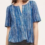 Maeve Anthropologie  Boho Blue Island Orchid Split Neck‎ Blouse Size US 6 Photo 0
