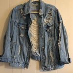 Topshop Distressed Ripped Denim Jacket Photo 0