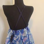 Lulus  Bloom Wildly Maxi Dress Navy Blue Floral Organza Sleeveless Size Small Photo 6