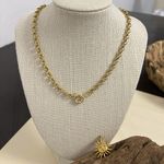 18K Gold Plated Rolo Chain Holder Necklace Stainless Steel Womens Jewelry Photo 8