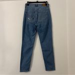 American Eagle Stretch Mom Jean Blue size 4 Long semi distressed look Photo 2
