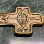 VTG Germany Alpha Omega Fish Cross Antique Gold Color Photo 4