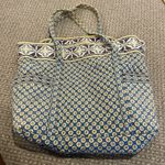 Vera Bradley  Bag Villager Blue Yellow Large Shoulder Paisley Geometric Design Photo 1