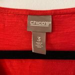 Chico's  Red Lace V-neck 100% Cotton Short Sleeve Shirt Basic Women's size 3 / XL Photo 1