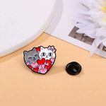 4 Pcs Red, Pink & White Color Black Cat Shape Pin Set Simple‎ Animal Theme Pin Red Photo 11