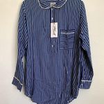 NWT Plush Striped Sleep Dress in Blue/White Blue Photo 3