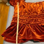 Altar'd State Orange Ruched Puff Sleeve Blouse Photo 3