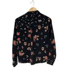 ZARA  floral blouse mock neck top pearl button embellishment long sleeve medium Photo 1