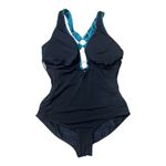 Venus Black Turquoise Print One-Piece Swimsuit Cross Strap Womens Plus Size 18 Photo 4