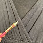 Liz Lange  Black Surplice Smocked Waist Midi Maternity Dress, Small/Medium Photo 4