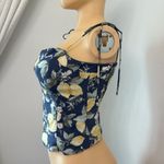 Abercrombie & Fitch  Lemon Crop Top S
Linen Blend Tie Straps Smocked Detail NWT Photo 3