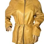 American Vintage Vintage Martani Moda Yellow Retro collarless belted Coat size medium Photo 3