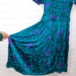 Valerie Stevens Vintage 100% Pure Silk 80’s Turquoise & Purple Dress Photo 3