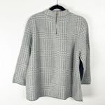 Chico's CHICO’S Gray Silver Metallic Monochrome Plaid Mock Neck Back Zip Sweater Large Photo 1
