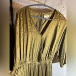 Anthropologie Jumpsuit Maeve Olive green, wide leg, embossed fabric, flowy-love Photo 6
