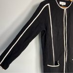 Calvin Klein  Black White Trim Long Cardigan Pockets Blazer Quiet Luxury Size L Photo 3