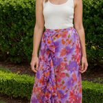 J.Crew NEW  Purple Pink Floral Ruffle Hi Low Midi Skirt Sheer Coastal Garden 18 Photo 0