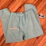 Boys Lie NWT Sweatpants - Aqua Blue w/ Pale Pink Text Photo 3