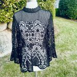 Bold Elements black lace top with long bell sleeves and back zipper Photo 7
