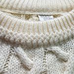 Vintage Italian Chunky Cable Knit Tunic Sweater Front Pockets Cream Wool Size M Size M Photo 4