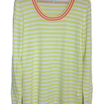 Escada Sport Pull Over Long Sleeve Lightweight Knit Striped Yellow White Large Photo 0