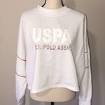 U.S. Polo Assn. USPA Boxy Cropped Sweatshirt White XL Copper Long Sleeve Photo 10