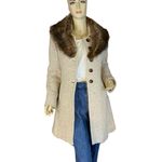 VINTAGE CIRCA 1980'S J. MARCO BEIGE & BROWN WOOL & FOX FUR COLLAR COAT (S) Photo 7
