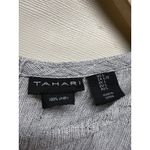 Tahari  100% Linen Boxy Top Sz L Gray Lagenlook Dolman Sleeve Back Button Coastal Photo 4