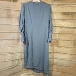 Topshop midi asymmetric hem ruched sleeves slit side open back women Size 6 blue Photo 2