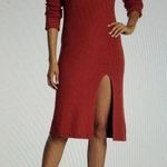 Nordstrom Abound Cowl Neck Sweater Dress wFront Slit in Red Persimmon Womens XL Photo 0