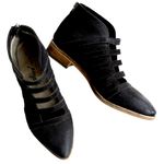 Free People  Leather Emma Cut-Out Booties Black Size Photo 0