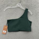 Girlfriend Collective NWT  Bianca One Shoulder Sports Bra Moss Green‎ Size Medium Photo 1