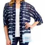 JM Collection Tie Dye Sheer Short Kimono Jacket Size Small In Blue NWT Photo 0