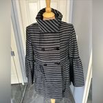 Samuel Dong Black‎ Striped Peplum Bell Sleeve Jacket Black Photo 7