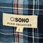 Ci Sono Plaid Collection Blue Button Down shirt ribbed cage denim SZ L #2271 Photo 8