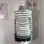 American Eagle  Vtg Y2K Gray White Stripe Thermal Button Cardigan Sweater Small Photo 3