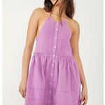 Free People  Desert Days Halter Mini Dress  Dramatic Orchid Size M 100% Cotton Photo 1