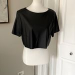 Zenana  Black Faux Leather Short Sleeve Crop Top Photo 3