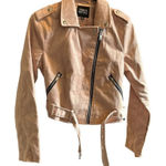 Urban Retro faux leather‎ suede moto jacket coat Tan Size M Photo 0