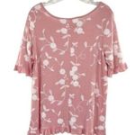 Forgotten Grace  Women’s Pink Embroidered Peasant Ruffle Top Photo 6