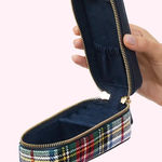 Stoney Clover Lane NWT Slim Jewelry Case Plaid Navy Blue Green Vegan Leather Photo 0