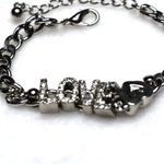 Source Unknown Party Glam "LOVE" Rhinestone Silver Tone Link Chain 6" Bridal Cottage Bracelet Photo 1