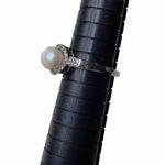 Unbranded 3 Count Moissanite and Faux Pearl Three Stone Ring Size 7 Photo 1