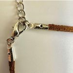 Carnelian teardrop pendant necklace on brown cord Orange Photo 4