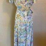 Lulus Feels Magical Ivory Floral Print Short Sleeve Wrap Maxi Dress Photo 4