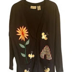 Vintage Northern Isles Bee's Long Sleeved Button up Cardigan Sweater size Large‎ Black Photo 0