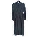 Who What Wear Dark Fairy Whimsigoth Dotted Sheer Belted Midi Dress XS Black Academia Retro Photo 2