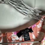 AUW  Orange Floral V Neck Short Sleeve Top size 2X Photo 1