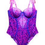 Savage X Fenty Bodysuit Corset Lace Pink Blue Bows Tie Straps Plus Size 2X Purple Photo 0
